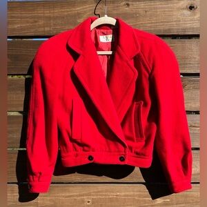 Liz Claiborne Vintage 80's Vibrant Red Wool Bomber Jacket